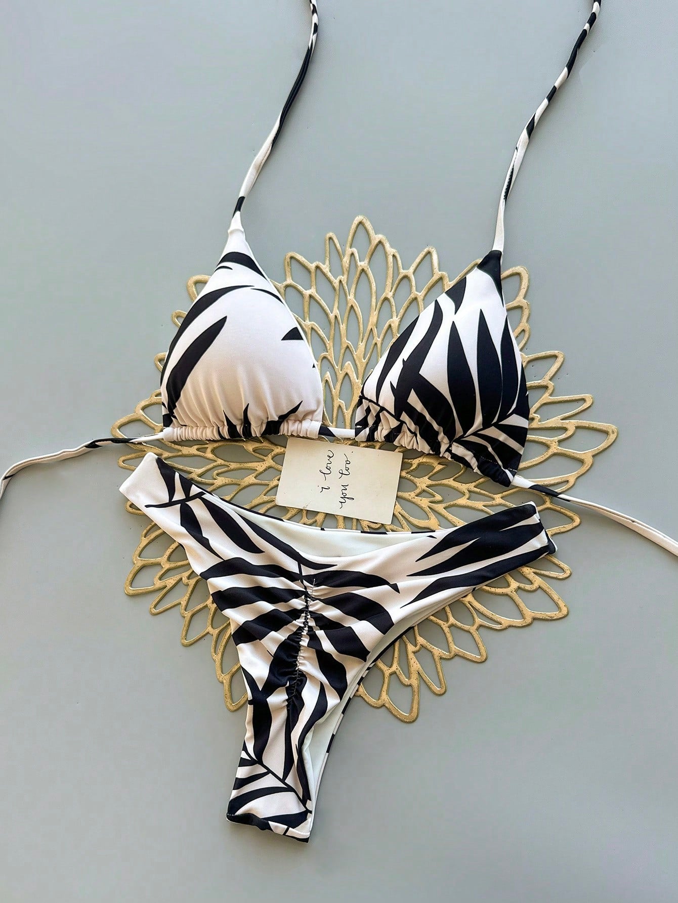 2pcs Casual Elegant Sexy Bohemian Floral Tie-Dye Contrast Trim Bikini Swimwear, Suitable For Beach & Holiday, Spring/Summer Vacation, Resort Wear
