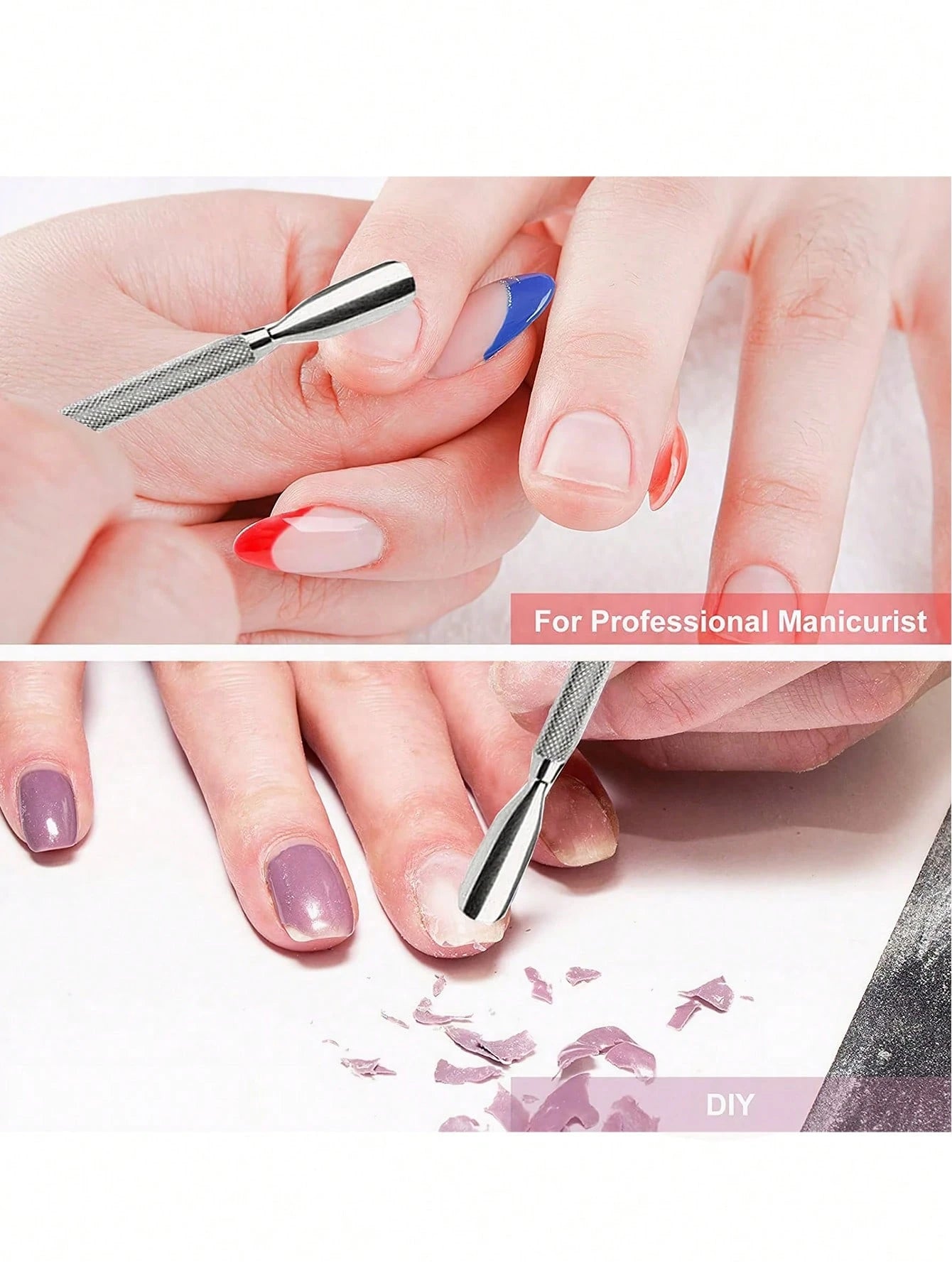 4Pcs Cuticle Pusher Double Sided- Sharp Edge Spoon Shaped Dual Ended Cuticle Pusher Remover Clean Stainless Steel Manicure Pedicure Manicure Care Tool,Nail Supplies,Nail Tools,Nail Art Tools,Back To