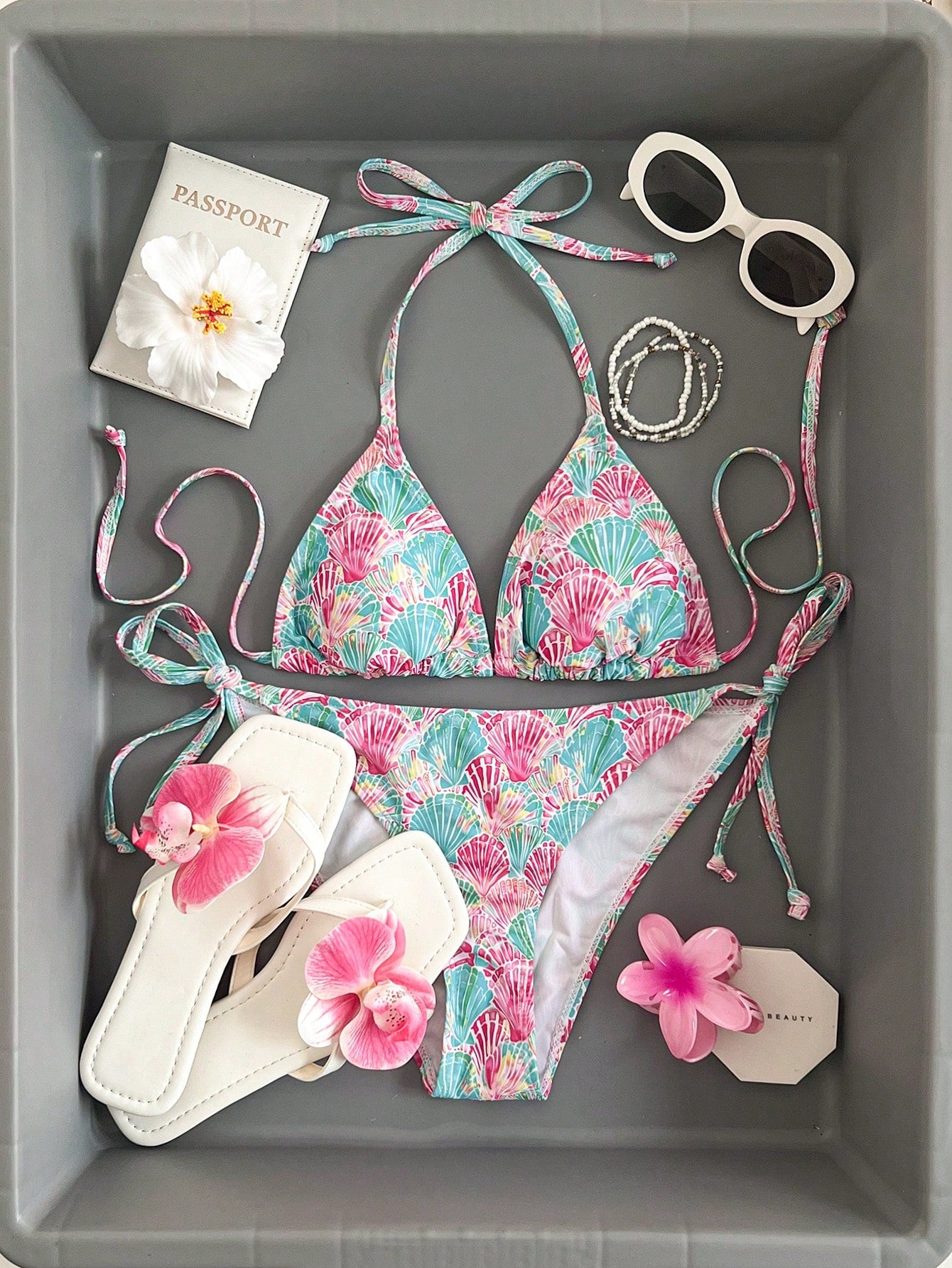 Bellisia 2pcs Women Bikini Set, Casual Shell Pattern, Suitable For Spring, Summer, Vacation, Beach, Party