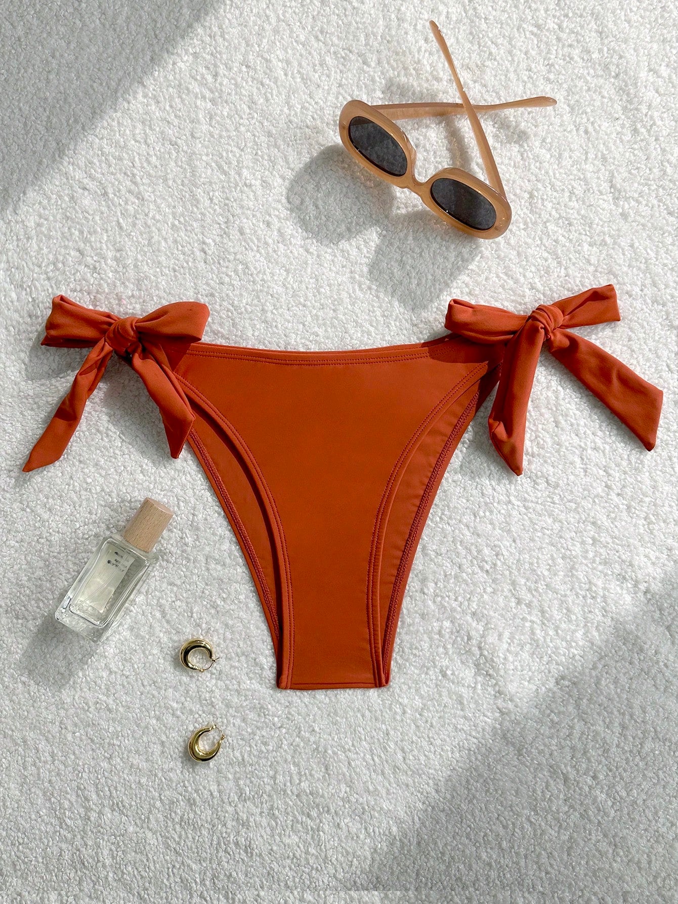 Black Basic Side Tie Bikini Bottom, Suitable For Graduation, Independence Day, Valentine's Day, Music Festivals, Fashion Vacation Beach Summer