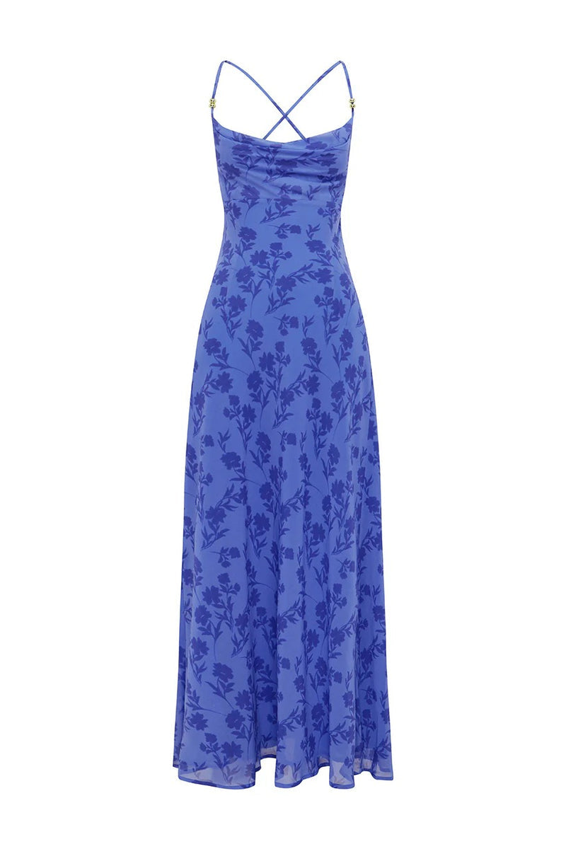 Eve Cowl Maxi Dress - Almina Blue