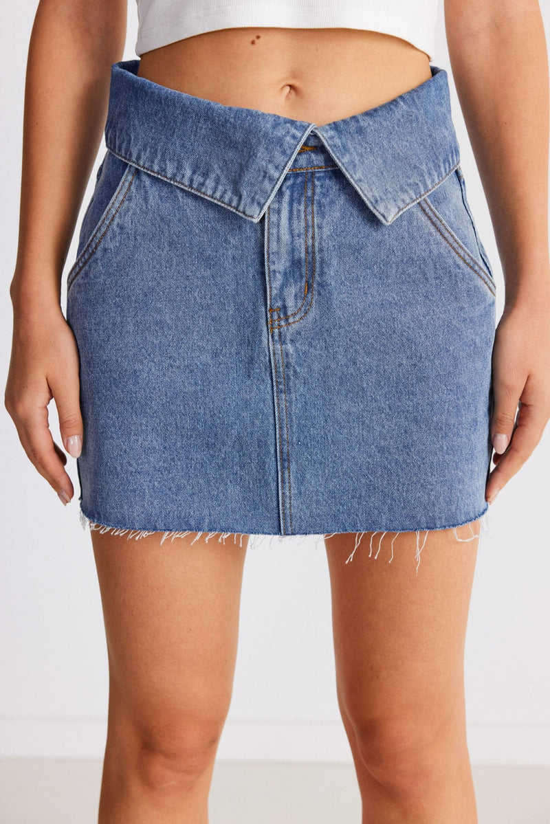 Eve Denim Skirt - Denim - SHOPJAUS - JAUS