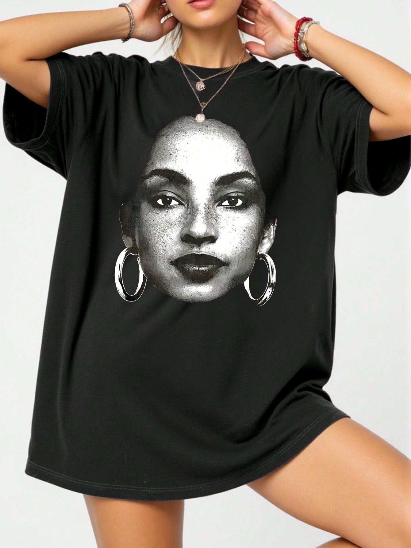 INAWLY Plus Size Crew Neck Short Sleeve T-Shirt, Fashionable For Summer