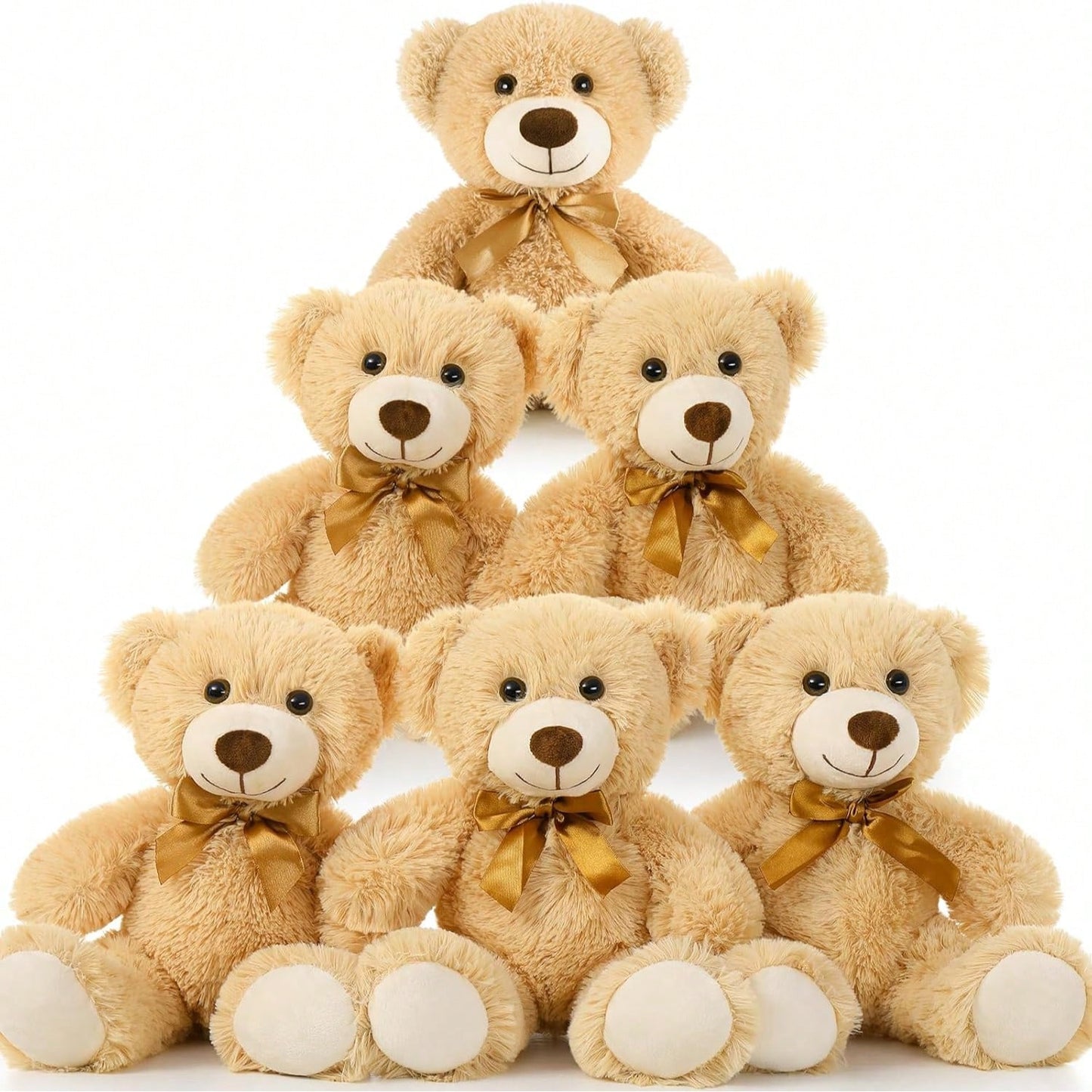 MorisMos 6 Packs Teddy Bears Bulk Stuffed Animals14in Small Teddy Bear PlushCute Stuffed Bears For Centerpiece Baby Shower Valentines Wedding Birthday