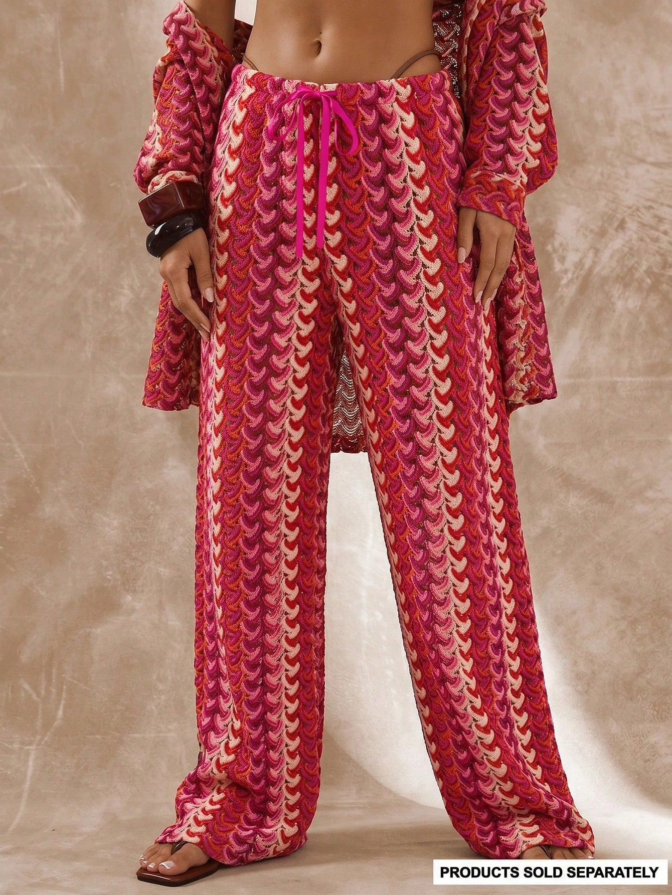 Musera Resort High Rise Tie Waist Patterned Cover Up Trousers Boho Ibiza Cute Sexy Vacation Summer Beach Swimwear Hot Skin Stripe Fall Spring Holiday Carnival Festival