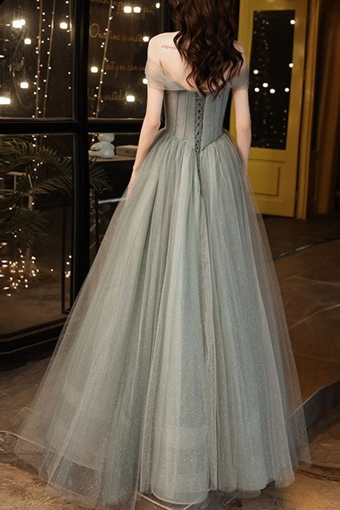 Off the Shoulder Grey Formal Gown