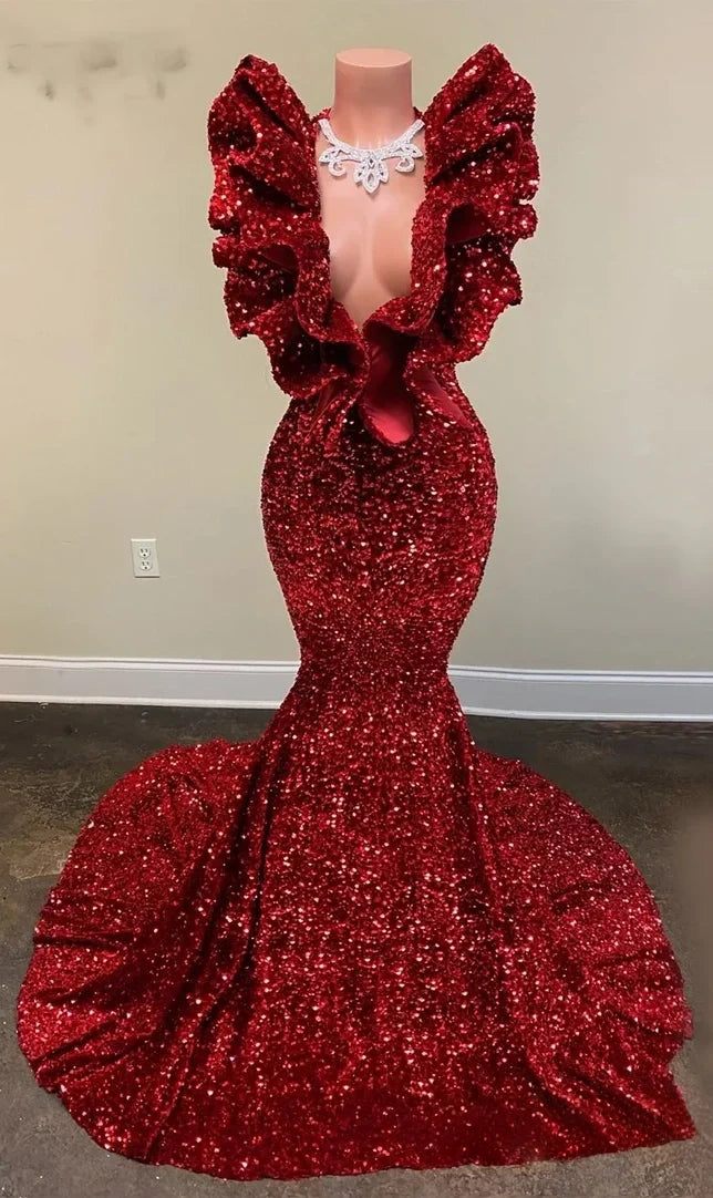 Red Prom Dresses, Deep V Neck Prom Dresses, Mermaid Evening Dresses, Cheap Evening Dress, Red Prom Dresses, Sparkly Evening Dress, New Arrival Evening Dress,AST2293