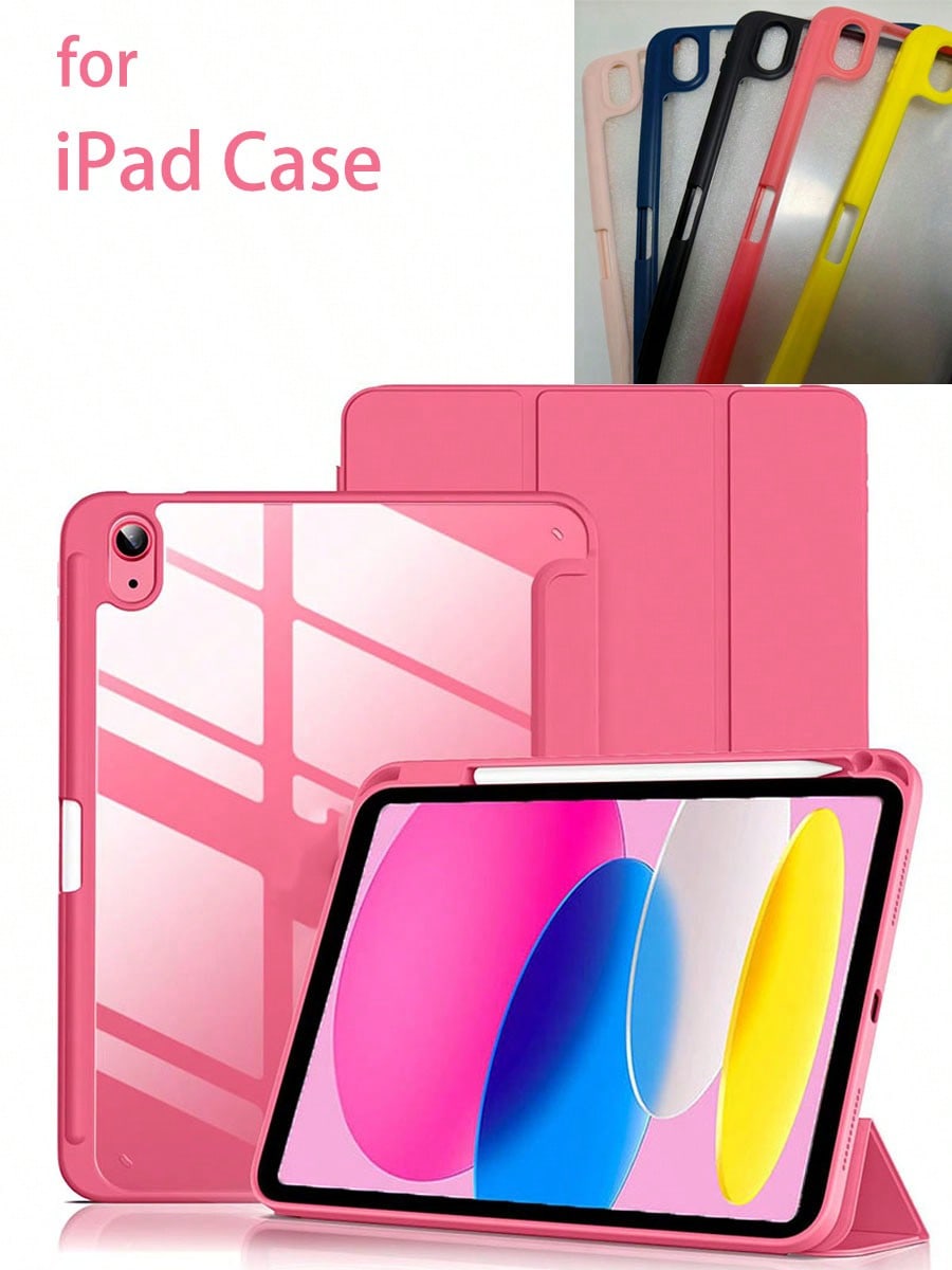 Shockproof Solid Color Case For (A16) 11th Generation 11 Inch 2025, 10th Generation Case 10.9 Inch 2022 With Pencil Holder, Slim Protective Cover With Clear Back Shell, Auto Wake/Sleep Office Professi