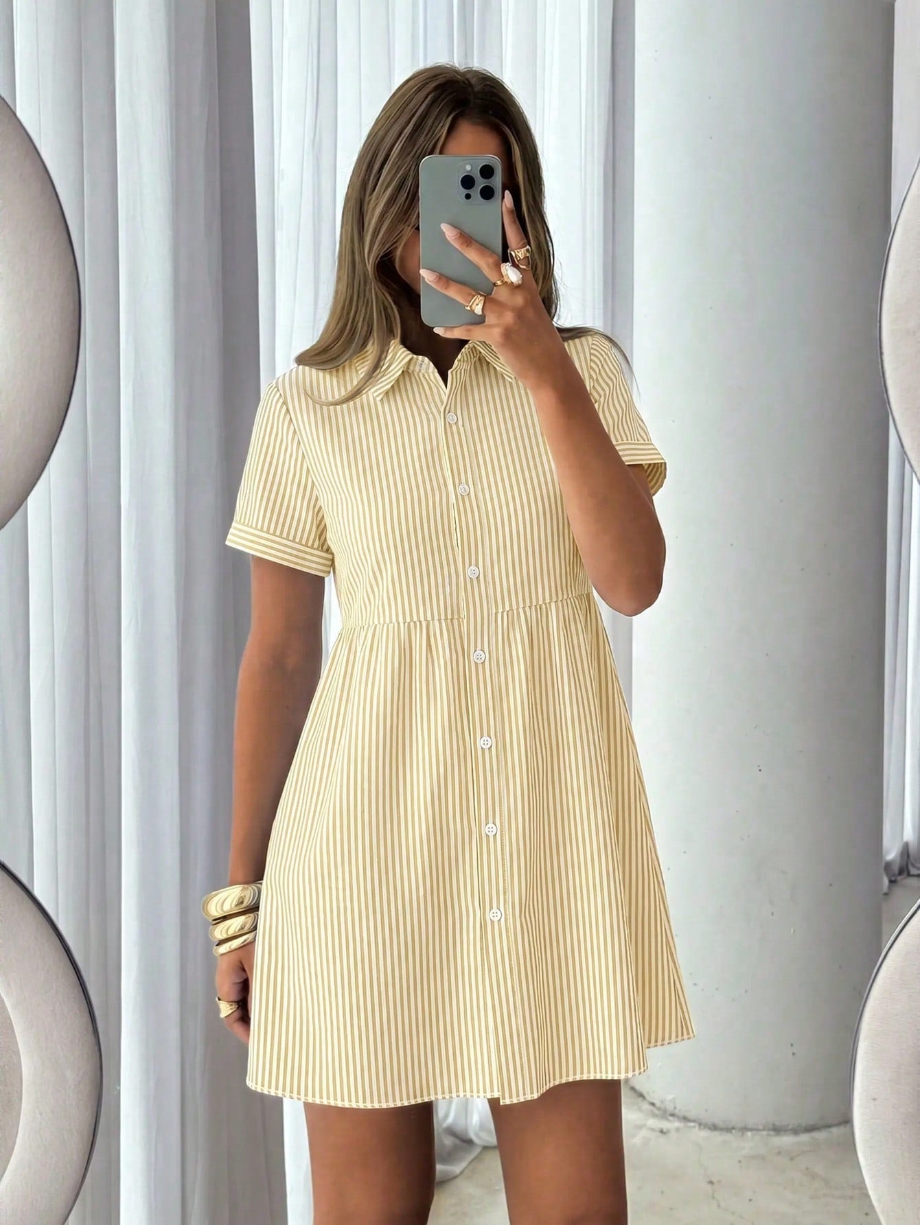 Siren Gaze Women's White Pleated Casual Daily Wear Dress Vacation Summer