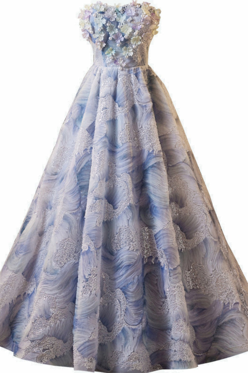 Strapless Lace Floral Applique Baeding A-line Homecoming Dress