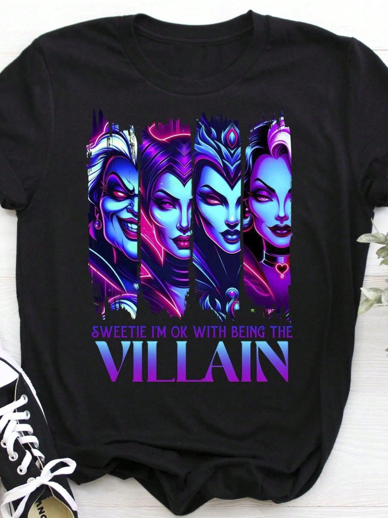 Sweetheart I Don't Mind Being The Villain Graphic T-Shirt- Fashionable Round Neck T-Shirt With Eye-Catching Design, Soft And Comfortable Fabric- Ide
