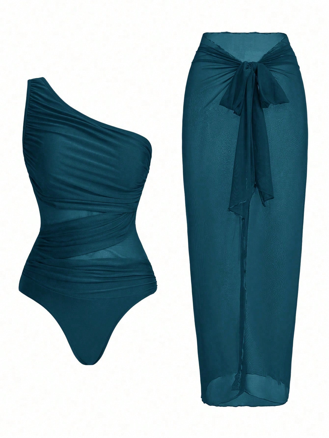 Swim Oasis Women's Solid Color Asymmetric Shoulder Fashion Summer Beach Minimalist One-Piece Swimsuit