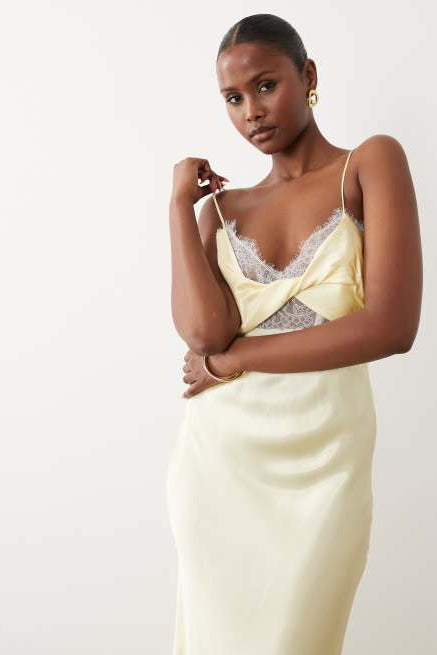 Taryn Satin Maxi Dress - Canary Yellow