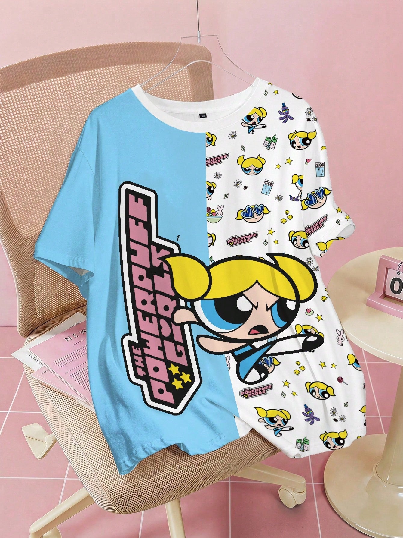 THE POWERPUFF GIRLS X Plus Size Women's Round Neck Short Sleeve T-Shirt