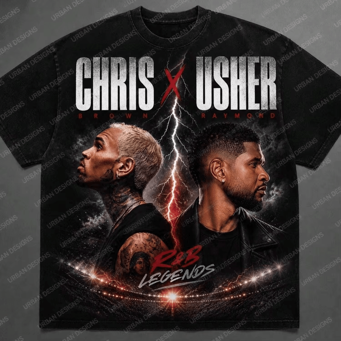 X Usher Rnb Legends Lightning Print Graphic Women's T-Shirt Casual Streetwear Concert Festival Gift
