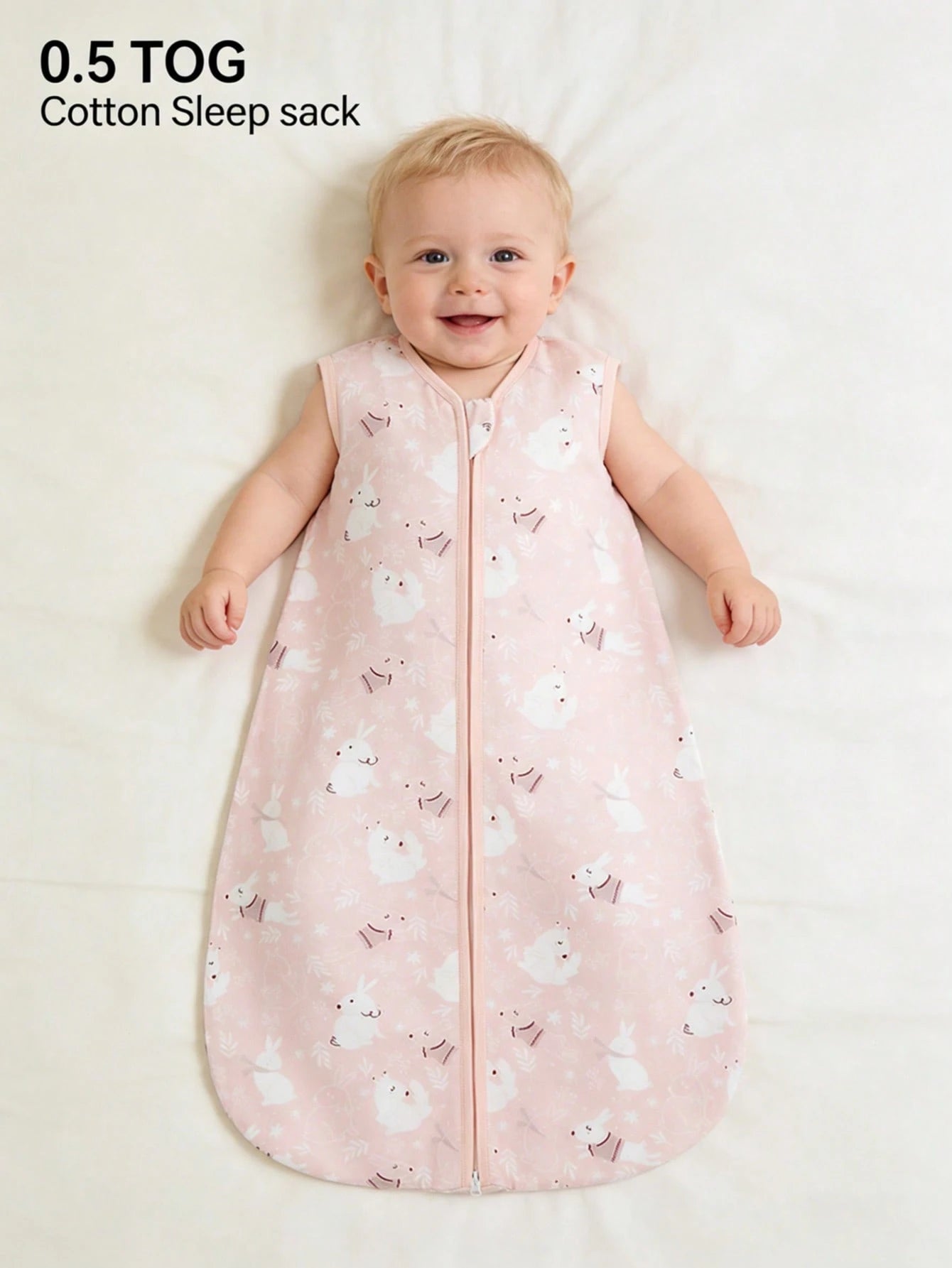 0.5tog 100% Cotton Knitted Sleeping Bag, Breathable & Comfortable Sleeveless Infant Swaddle Wrap With Cute Prints, For Newborn 0-18M Summer