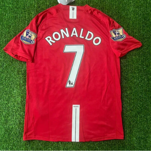 07-08 MUFC Away Jersey Long Sleeve Soccer Jersey Retro Ronaldo # 7 Football Shirt