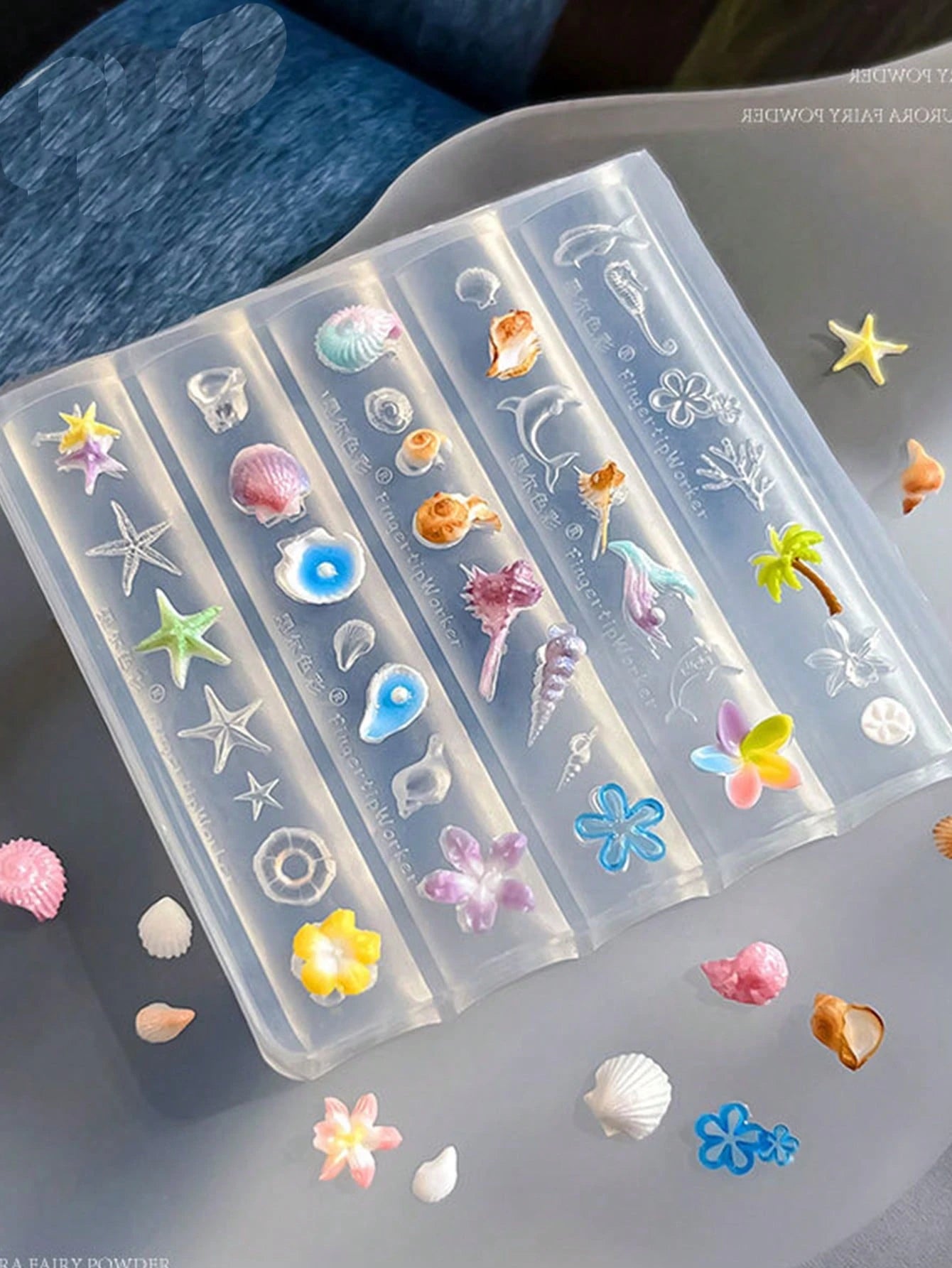 1/2pcs Cute Ocean & Floral Element Women's Nail Art Mold Nail Art Auxiliary Tool DIY Nail Gel Oil Filling Suitable For Various Occasions