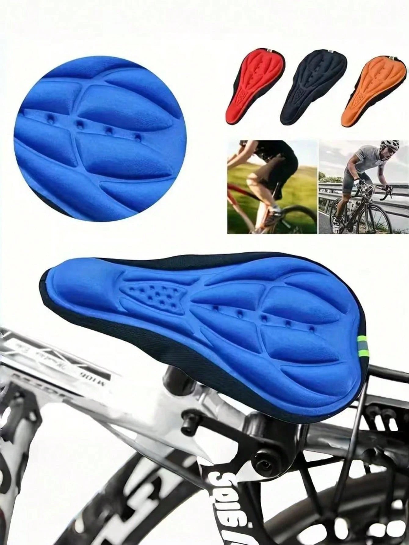 1/2pcs [Shock Absorption| Breathable] Breathable 3D Comfortable Bicycle Seat Cushion Cover| With Shock Absorption| Ideal For Road Bikes And Mountain Bikes