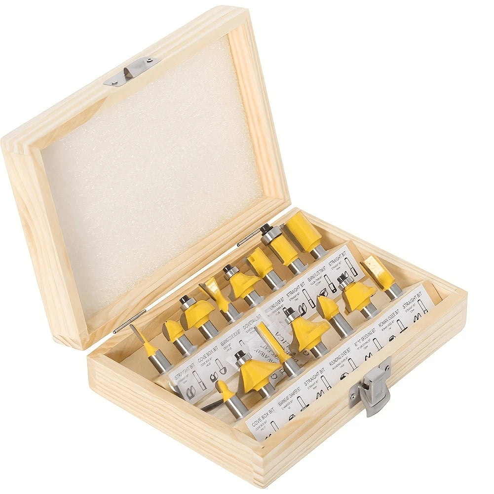1/2set,15pcs Precision Woodworking Router Bit Set- Multi-Purpose Carbide Material, Durable And Sturdy. 1/4 Inch Shank, Comfortable Grip, Ideal For Fine Milling And Carving. Suitable For Professional