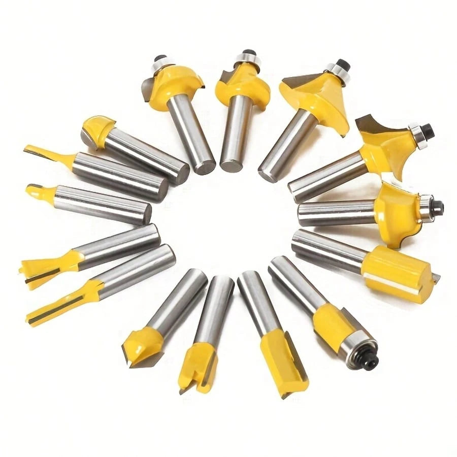 1/2set,15pcs Precision Woodworking Router Bit Set- Multi-Purpose Carbide Material, Durable And Sturdy. 1/4 Inch Shank, Comfortable Grip, Ideal For Fine Milling And Carving. Suitable For Professional