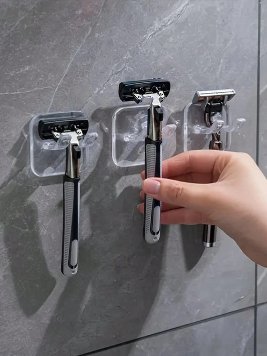 1/3/6 Pcs Portable Razor Holder With Suction Cup Hook, Suitable For Shower, Bathroom, Travel, Wall Mounted, Reusable