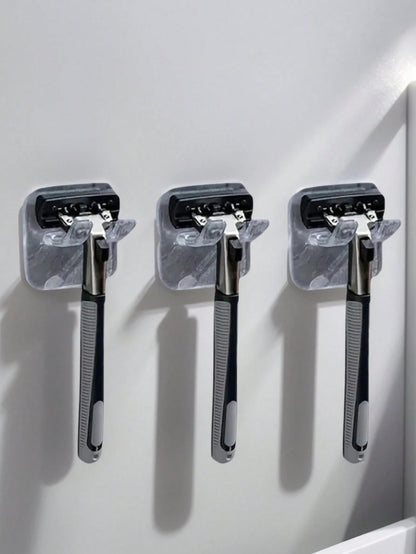 1/3/6 Pcs Portable Razor Holder With Suction Cup Hook, Suitable For Shower, Bathroom, Travel, Wall Mounted, Reusable