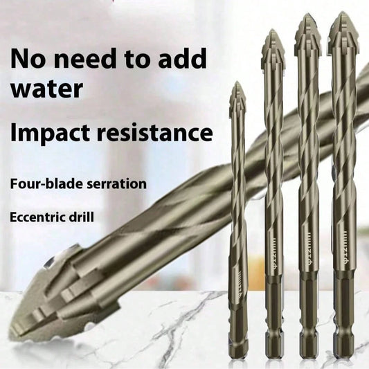 1/3pcs 4-Flute Serrated Eccentric Drill Bit For Metal, Stainless Steel, Ceramic, Concrete, Glass, Tile Hole Expander Sharp Teeth Drill