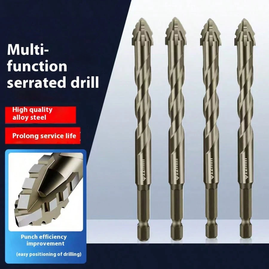 1/3pcs 4-Flute Serrated Eccentric Drill Bit For Metal, Stainless Steel, Ceramic, Concrete, Glass, Tile Hole Expander Sharp Teeth Drill