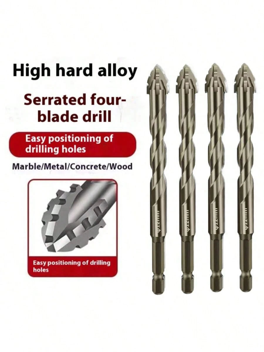 1/3pcs 4-Flute Serrated Eccentric Drill Bit For Metal, Stainless Steel, Ceramic, Concrete, Glass, Tile Hole Expander Sharp Teeth Drill