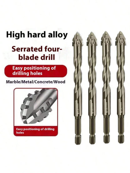 1/3pcs 4-Flute Serrated Eccentric Drill Bit For Metal, Stainless Steel, Ceramic, Concrete, Glass, Tile Hole Expander Sharp Teeth Drill