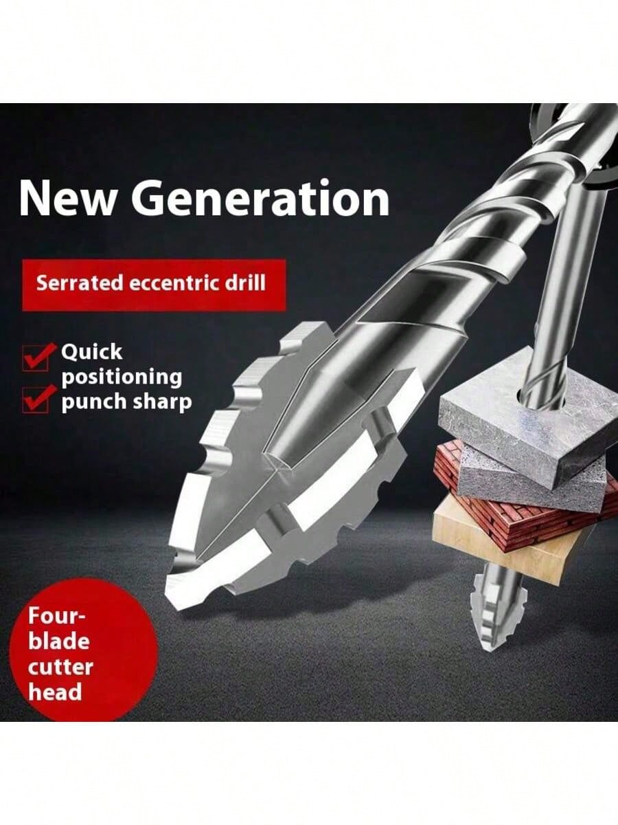 1/3pcs 4-Flute Serrated Eccentric Drill Bit For Metal, Stainless Steel, Ceramic, Concrete, Glass, Tile Hole Expander Sharp Teeth Drill