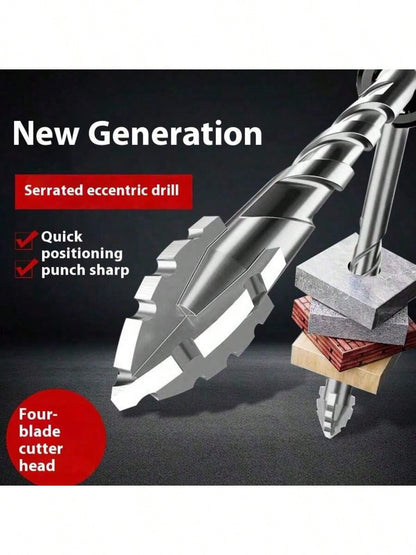 1/3pcs 4-Flute Serrated Eccentric Drill Bit For Metal, Stainless Steel, Ceramic, Concrete, Glass, Tile Hole Expander Sharp Teeth Drill