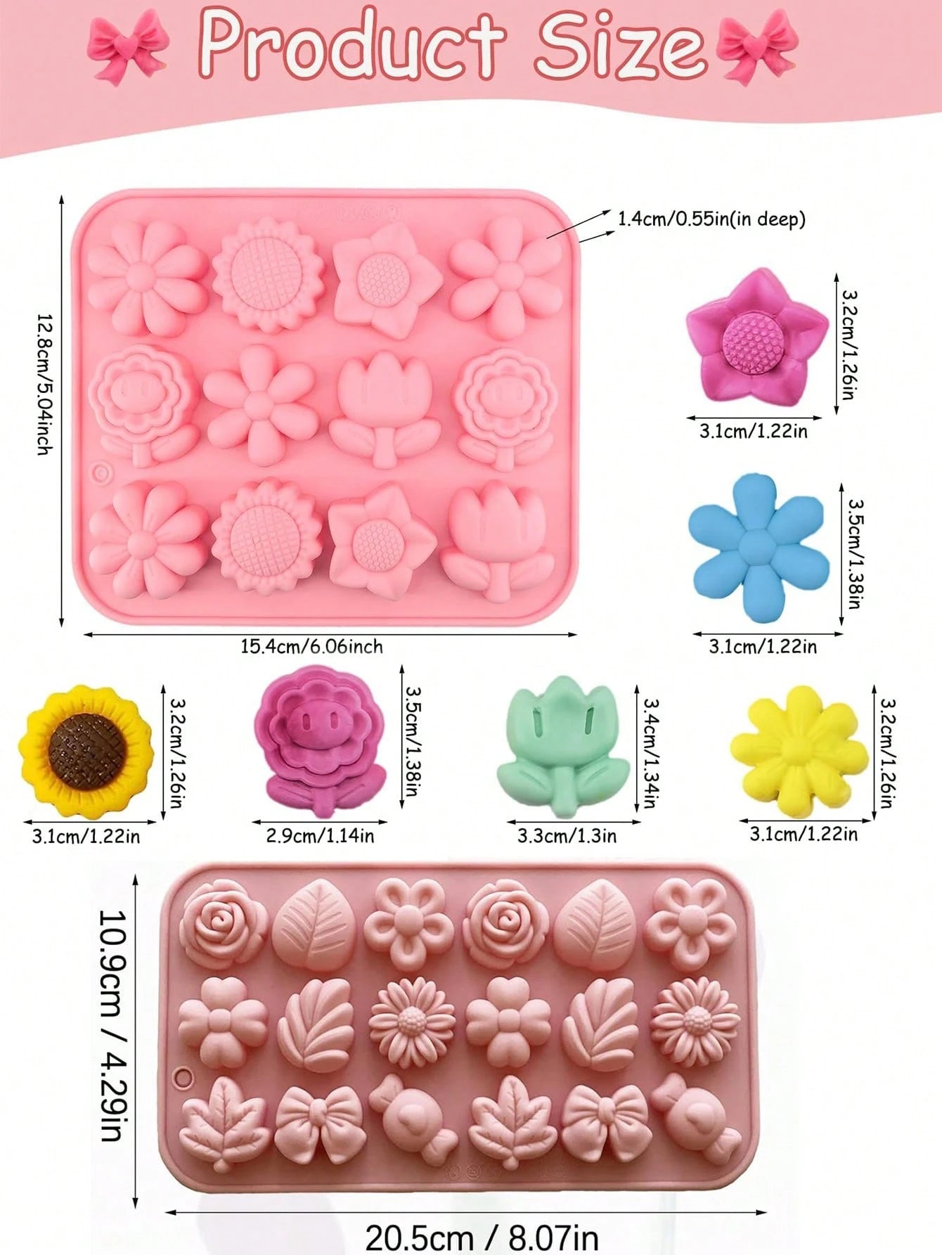 1/4pcs Flower Bowknot Handmade Soap Silicone Mold, Rose, Daisy, Multiple Small Flowers, Butterfly, Green Leaf, Bow Tie Fresh Styles, Heat Resistant Flexible Anti-Deformation, Non-Stick Easy Release, W