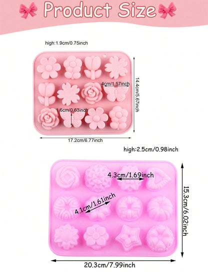 1/4pcs Flower Bowknot Handmade Soap Silicone Mold, Rose, Daisy, Multiple Small Flowers, Butterfly, Green Leaf, Bow Tie Fresh Styles, Heat Resistant Flexible Anti-Deformation, Non-Stick Easy Release, W