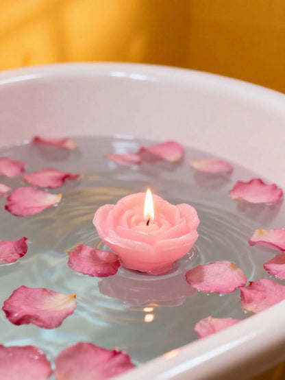 1/6pcs Rose Shaped Pink Mini Floating Rose Candles, Suitable For Aromatherapy, Wedding, Party, Home Decor And More