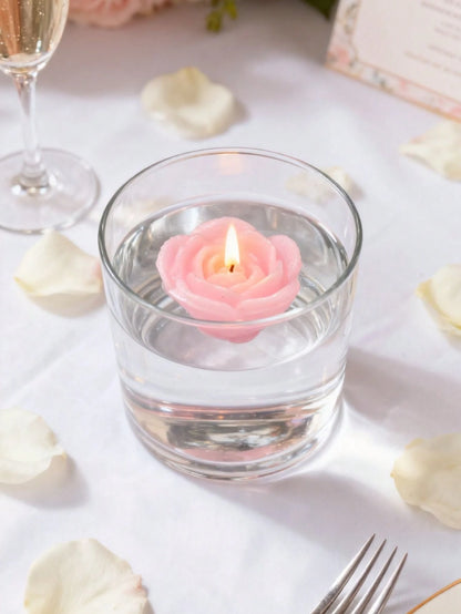1/6pcs Rose Shaped Pink Mini Floating Rose Candles, Suitable For Aromatherapy, Wedding, Party, Home Decor And More