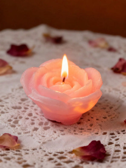 1/6pcs Rose Shaped Pink Mini Floating Rose Candles, Suitable For Aromatherapy, Wedding, Party, Home Decor And More