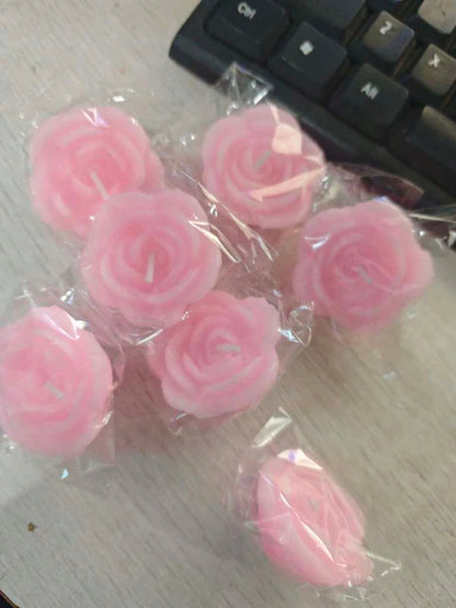 1/6pcs Rose Shaped Pink Mini Floating Rose Candles, Suitable For Aromatherapy, Wedding, Party, Home Decor And More