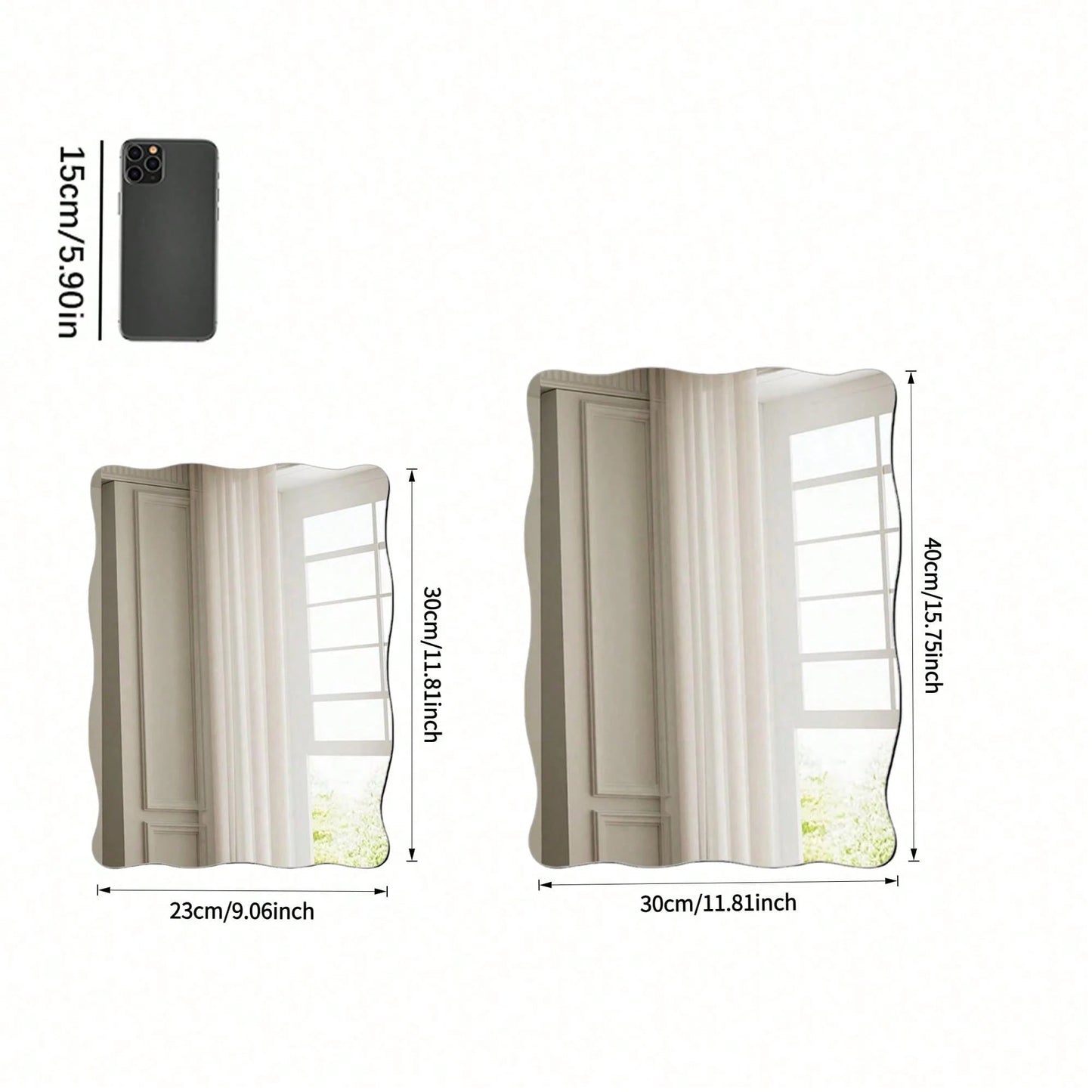 1 Frameless, Wavy, Asymmetric-Shaped Mirror For Wall Decoration; Full-Length Mirror; Frameless Acrylic Mirror Sticker For Living Room Decor