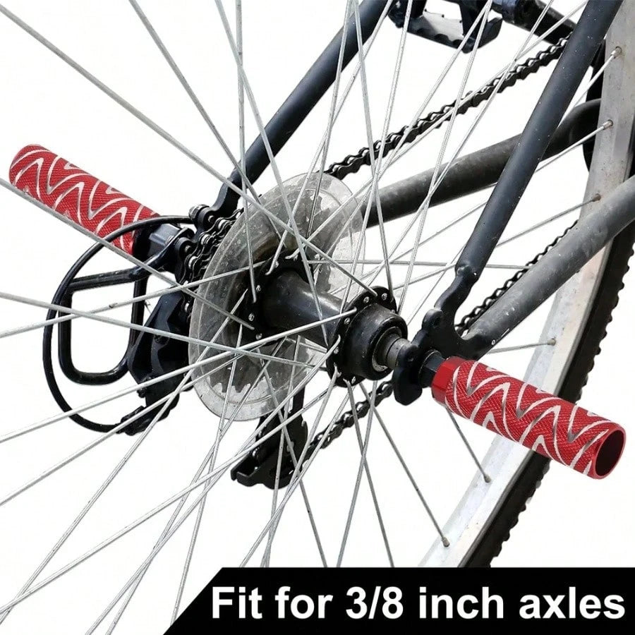 1 Pair Aluminum Alloy Anti-Slip Bicycle Pegs, Mountain Bike/BMX Pegs, Bicycle Rear Short Pegs, Fit 3/8" Axle (Please Measure Your Bike Size Before Purchasing To Avoid Unnecessary Purchase)