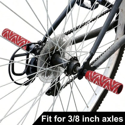 1 Pair Aluminum Alloy Anti-Slip Bicycle Pegs, Mountain Bike/BMX Pegs, Bicycle Rear Short Pegs, Fit 3/8" Axle (Please Measure Your Bike Size Before Purchasing To Avoid Unnecessary Purchase)