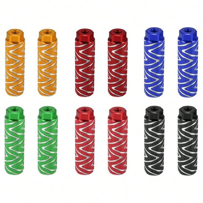 1 Pair Aluminum Alloy Anti-Slip Bicycle Pegs, Mountain Bike/BMX Pegs, Bicycle Rear Short Pegs, Fit 3/8" Axle (Please Measure Your Bike Size Before Purchasing To Avoid Unnecessary Purchase)