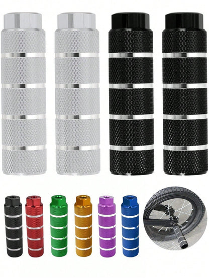 1 Pair Aluminum Alloy Anti-Slip Bicycle Pegs, Mountain Bike/BMX Pegs, Bicycle Rear Short Pegs, Fit 3/8" Axle (Please Measure Your Bike Size Before Purchasing To Avoid Unnecessary Purchase)