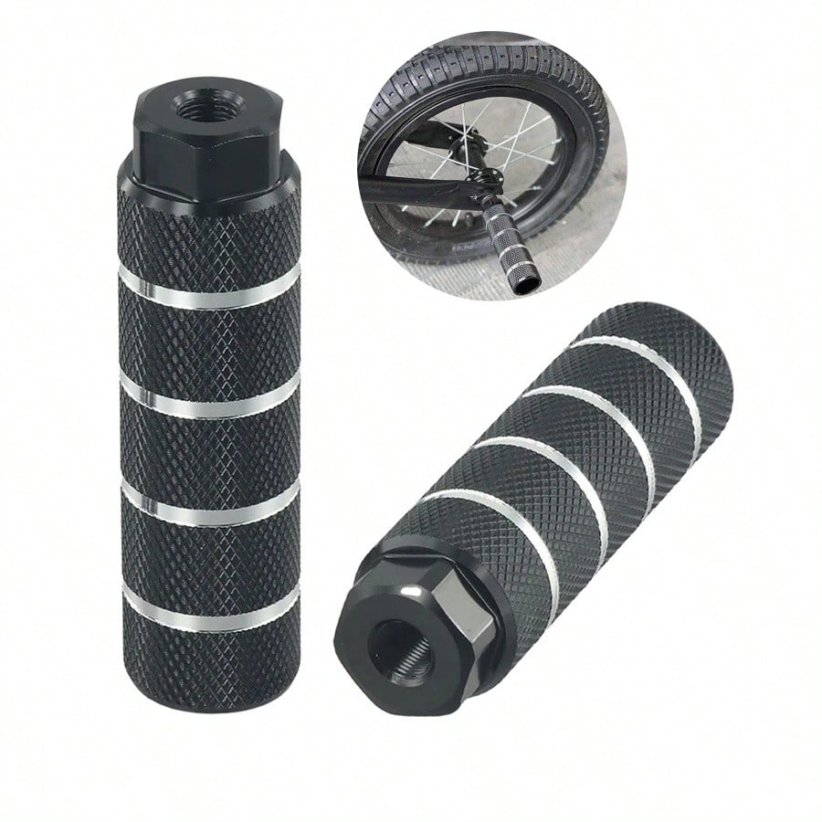 1 Pair Aluminum Alloy Anti-Slip Bicycle Pegs, Mountain Bike/BMX Pegs, Bicycle Rear Short Pegs, Fit 3/8" Axle (Please Measure Your Bike Size Before Purchasing To Avoid Unnecessary Purchase)