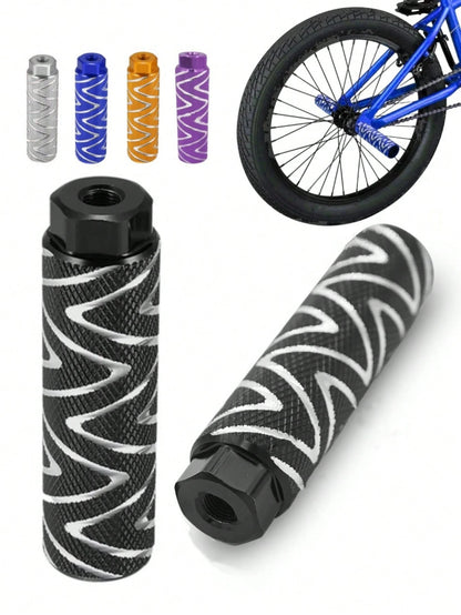 1 Pair Non-Slip Aluminum Bicycle Pegs, Aluminum Alloy Non-Slip Lead Foot Bicycle Pegs, Mountain Bike BMX Pegs, Bicycle Rear Seat Pegs, Suitable For 0.35 Inch Axle (This Product Is Not Recommended For