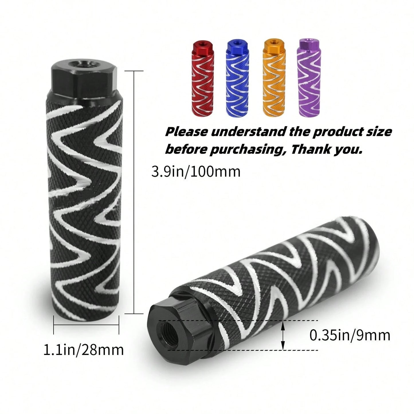 1 Pair Non-Slip Aluminum Bicycle Pegs, Aluminum Alloy Non-Slip Lead Foot Bicycle Pegs, Mountain Bike BMX Pegs, Bicycle Rear Seat Pegs, Suitable For 0.35 Inch Axle (This Product Is Not Recommended For