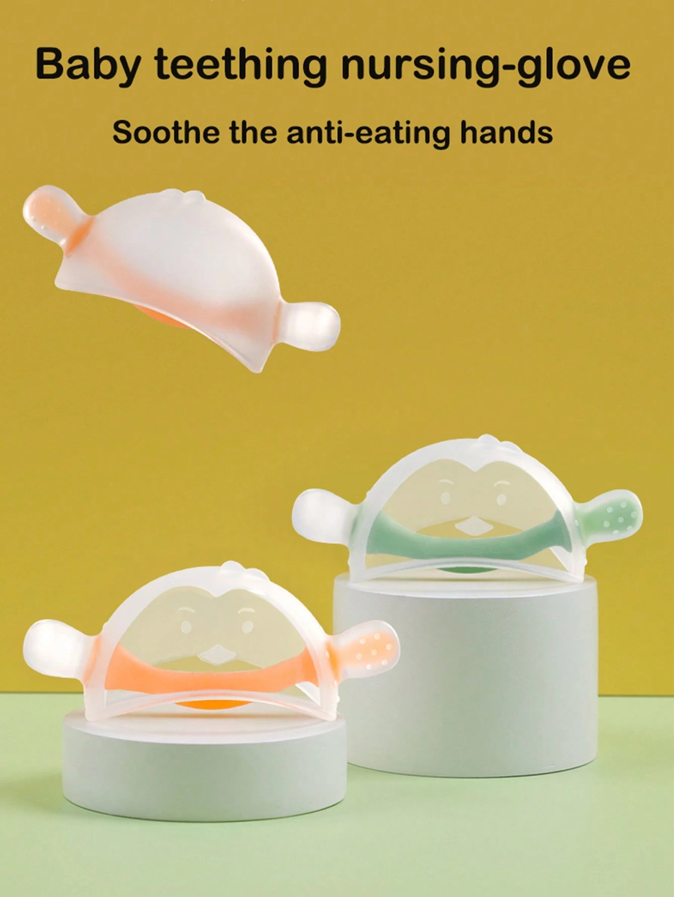 1 Pc Baby And Night Silicone Penguin Teether Nursing Glove With Dust-Proof Storage Box Light Weight Anti Eating Hands No Dirt Clean Teething Toy