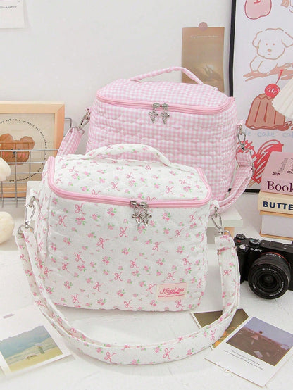 1 Piece Quilted Floral Camera Bag Digital Camera Bag Travel Camera Prot Anti-Shock Digital Camera Case Compatible Protector Travel Camera Lens Carry Case Professional DSLR/SLR/Mirrorless Camera Case W