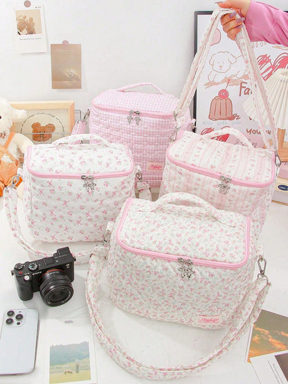 1 Piece Quilted Floral Camera Bag Digital Camera Bag Travel Camera Prot Anti-Shock Digital Camera Case Compatible Protector Travel Camera Lens Carry Case Professional DSLR/SLR/Mirrorless Camera Case W